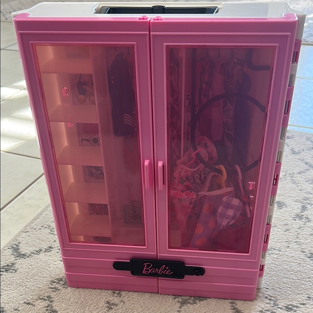 Barbie Pink Wardrobe Closet with three outfits
